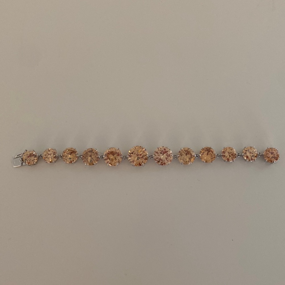 Crystal champagne silver tone bracelet